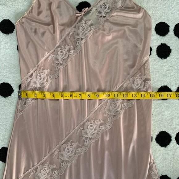 Vintage Y2K 90s Satin Sheer Lace Long Maxi Lingerie Slip Dress Nightgown - Picture 13 of 16